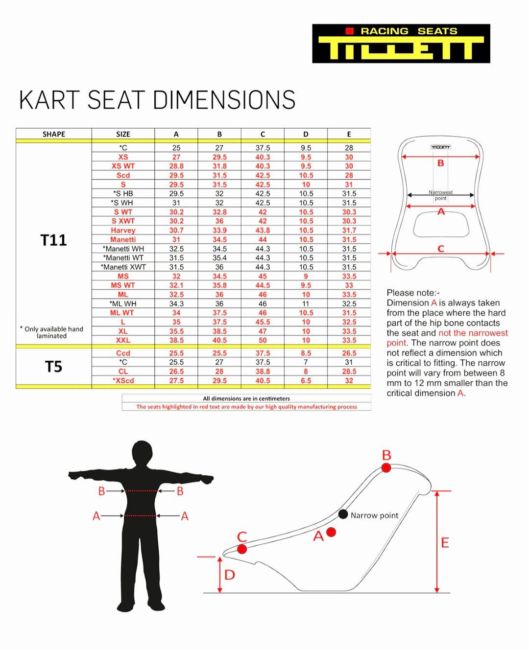 Tillet seat T5VTI extra flexible cadet (3 x sizes)